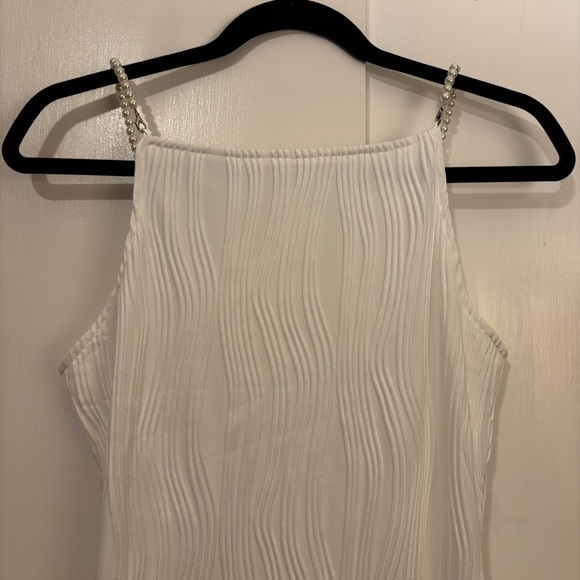 Rihoas Water Ripple Textured Cami Dress Size Medium Pearl Straps - Picture 4 of 7